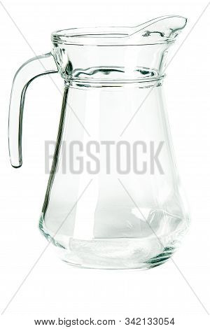An Empty Glass Glass And A Carafe For Water Stand On A White Background
