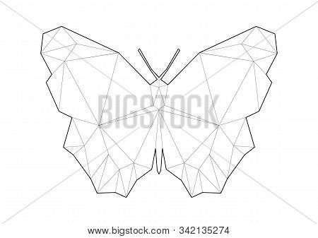 Low Poly Art Of Animals. Butterfluy. Good For Wall Decoration. Printable Images. Suitable For Colori