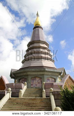 Pagoda In Doi Inthanon National Park At Chiang Mai, Thailand.