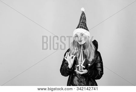 Christmas Party Time. Girl Santa Claus Hat. Warm Clothing. Fun And Gifts. Happy New Year. Merry Chri
