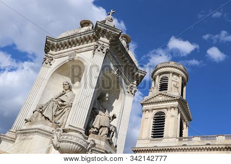 Place And Church Of Saint-sulpice In Paris