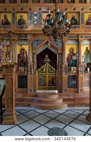 Jerusalem, Israel, December 28, 2018 : The Interior Of The St. Nicholas Church Dungeon In Bayt Jala 