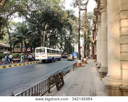 Mumbai, India - April, 2017: Cityscape Of Mumbai Near Chhatrapati Shivaji Maharaj Terminus Railway S
