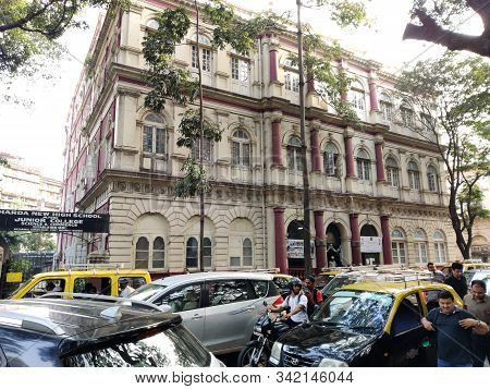 Mumbai, India - April, 2017: Cityscape Of Mumbai Near Chhatrapati Shivaji Maharaj Terminus Railway S
