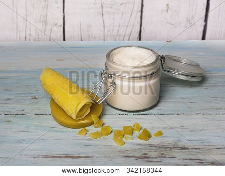 Cold Cream Of Almonds, Rose Water And Virgin Beeswax, In Glass Jar