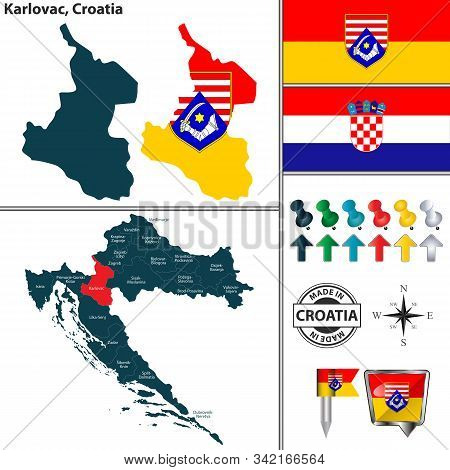 Vector Map Of Karlovac And Location On Croatian Map