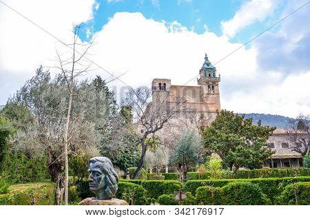 Valldemossa, Mallorca - Jan 19, 2019: Bust Of Famous Polish Composer Frederic Chopin In The Courtyar