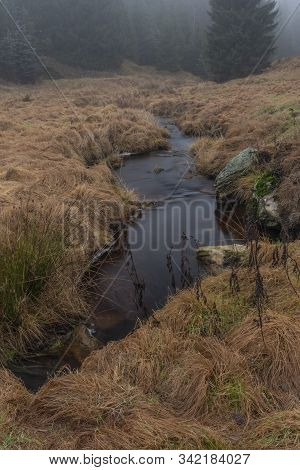 Chomutovka River Near Chomutov Town In Winter Color Morning