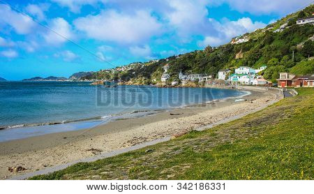 Picturesque View Over Karaka Bay And Scorching Bay In Wellington, North Island, New Zealand