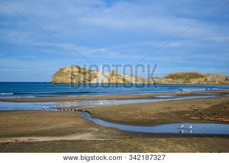 Beautiful View Over Landscape At Castlepoint Lighthouse, North Island, New Zealand