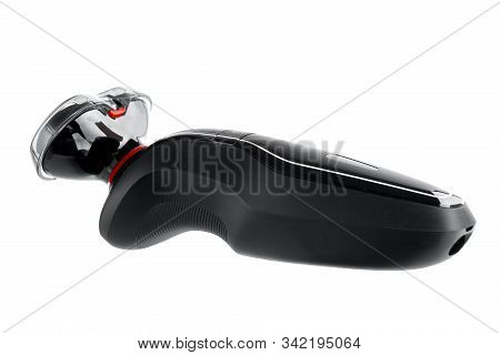 Black Electric Shaver Unlable Isolated On White Background With Clipping Path.