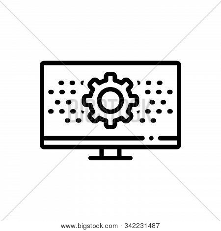 Black Line Icon For Programmatic Technology Digital Setting App Software Monitor