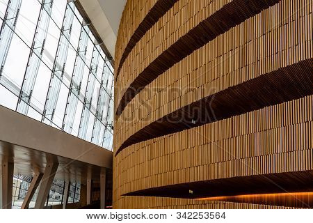 Oslo, Norway - August 11, 2019: Opera House In Oslo. Interior View. Modern Building Designed By Snoh
