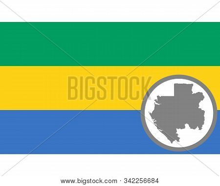 Detailed And Accurate Illustration Of Flag And Map Of Gabon