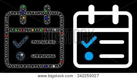 Flare Mesh Day Tasklist Icon With Glow Effect. Abstract Illuminated Model Of Day Tasklist. Shiny Wir