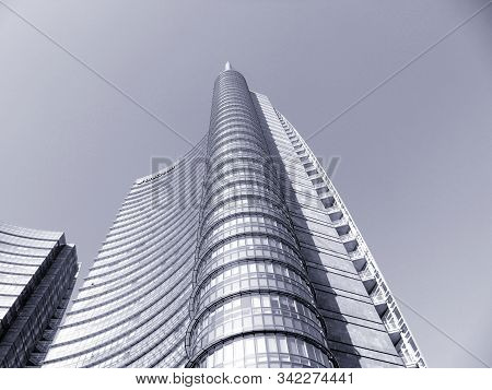 Milan, Italy - 12/22/2019: An Amazing Caption To The City Of Milan In Winter Days . Large Panoramic 