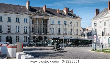 Nantes, France - September 25, 2018: Architectural Detail Of The Montaudouin Hotel, A Neoclassical M
