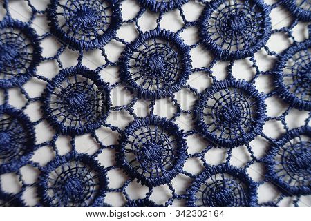 Thin Dark Blue Crochet Lace From Above