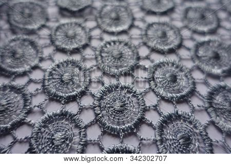 Close Shot Of Silver Gray Lacy Fabric