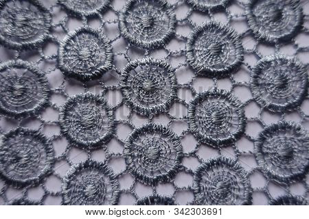Thin Silver Gray Lace With Circular Pattern From Above