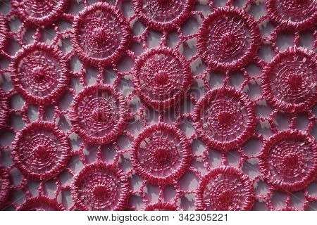 Delicate Bright Pink Lacy Fabric From Above