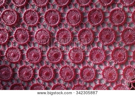 Top View Of Vibrant Pink Lacy Fabric