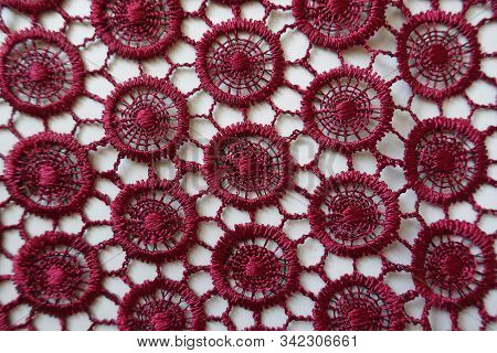 Carmine Red Lacy Fabric Directly From Above