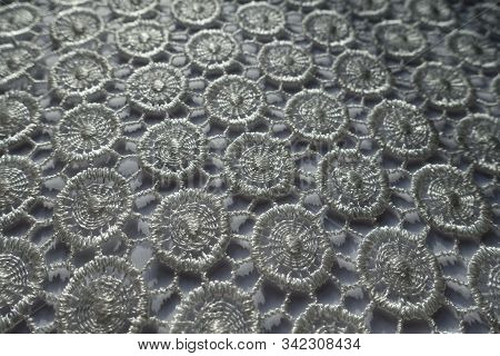 Close View Of Ivory White Lacy Fabric