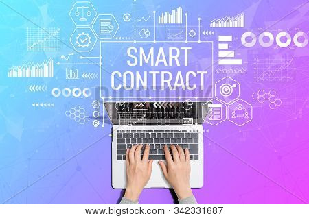 Smart Contract Concept With Person Using A Laptop Computer
