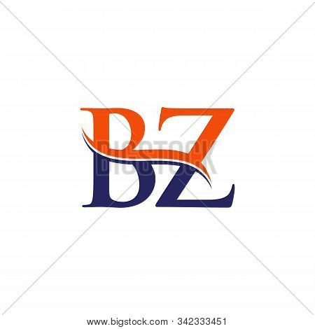 Bz Letter Logo Design Vector With Blue And Grey Colors. Bz Logo Design.
