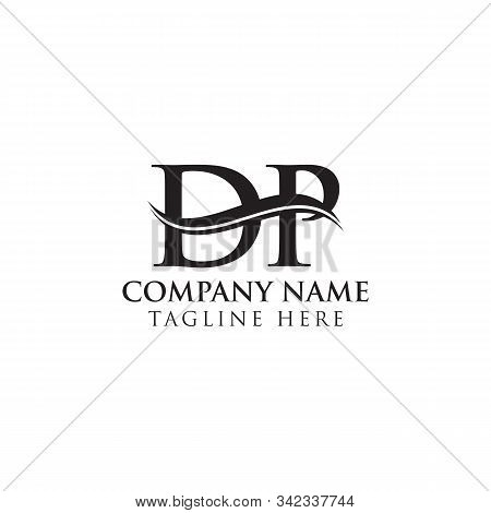 Initial Dp Letter Logo Design Vector With Blue And Grey Colors. Dp Logo Design