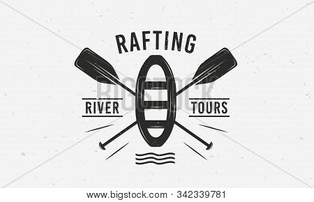 Rafting, Kayaking Logo, Badge, Label. Vintage Extreme Sport Logo, Poster Template. Vintage Typograph