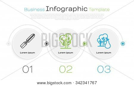 Set Line Gardening Handmade Scissors For Trimming, Tree With Pears And Tree With Pears. Business Inf