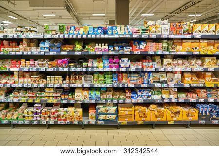 BERLIN, GERMANY - CIRCA SEPTEMBER, 2019: interior shot of Kaufland in Berlin. Kaufland is a German hypermarket chain, part of the Schwarz Gruppe which also owns Lidl and Handelshof.