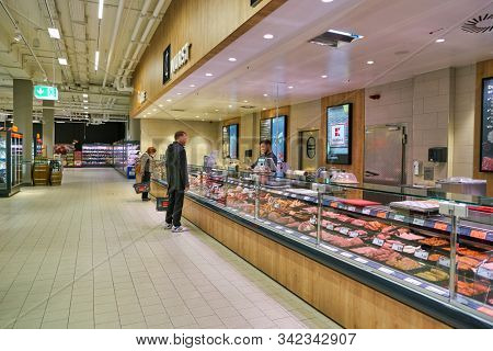 BERLIN, GERMANY - CIRCA SEPTEMBER, 2019: interior shot of Kaufland in Berlin. Kaufland is a German hypermarket chain, part of the Schwarz Gruppe which also owns Lidl and Handelshof.