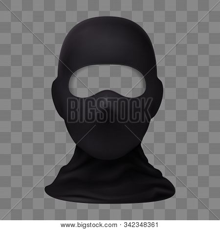 Balaclava Snowboarding Or Mountain Skiing Protective Wear On Transparent Background. Symbol Of Hacke