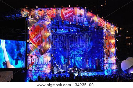 Warsaw, Poland. 10 January 2016. Wosp. Free Concert At The Charity Campaign Of The Great Orchestra O