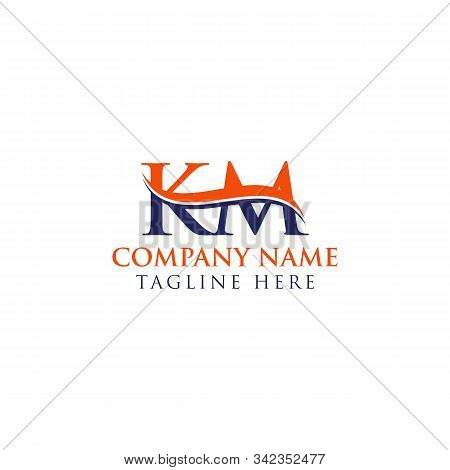 Initial Km Letter Logo Design Vector Template. Abstract Letter Km Logo Design