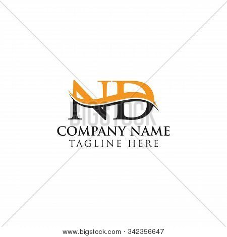 Swoosh Letter Nd Logo Design Vector Template. Nd Letter Logo Design.