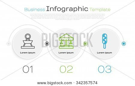 Set Line Attraction Carousel, Attraction Carousel And Corn Dog. Business Infographic Template. Vecto