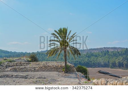 Archaeological Remains In Tel Megiddo National Park, World Heritage Site. At Jezebel Valley, Norther