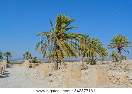 Archaeological Remains In Tel Megiddo National Park, World Heritage Site. At Jezebel Valley, Norther