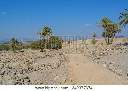 Archaeological Remains In Tel Megiddo National Park, World Heritage Site. At Jezebel Valley, Norther