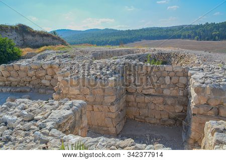 Archaeological Remains In Tel Megiddo National Park, World Heritage Site. At Jezebel Valley, Norther