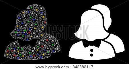 Glossy Mesh Childfree Family Icon With Glitter Effect. Abstract Illuminated Model Of Childfree Famil