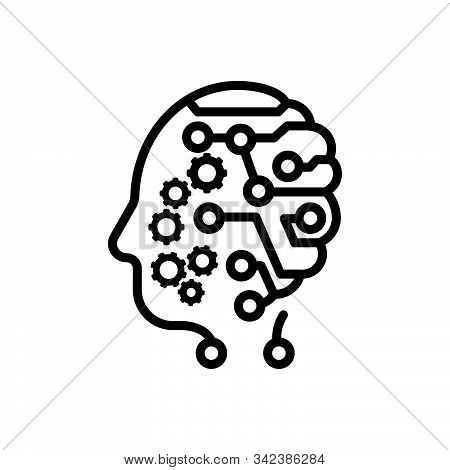 Black Line Icon For Mind Headpiece Nous Wit Sense Intellect