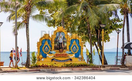 Krabi Town, Thailand - November 24 2019: Giant Picture Of His Majesty King Maha Vajiralongkorn Bodin