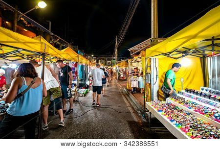 Krabi Town, Thailand - November 23 2019: Krabi Weekend Night Market In Krabi Town, Thailand.