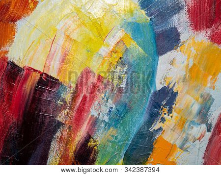 Abstract Multicolored Image, Made With A Brush And Paints. Handmade. You Can Use It As An Interestin