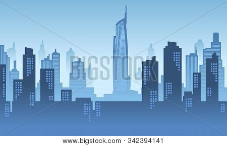 City Silhouette Of Alma Tower With Colour Of Blue